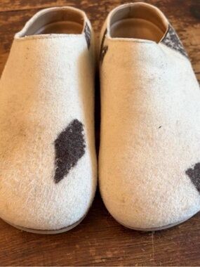 Lauren Manoogian Cream Felt Slip-Ons with Light Brown Soles